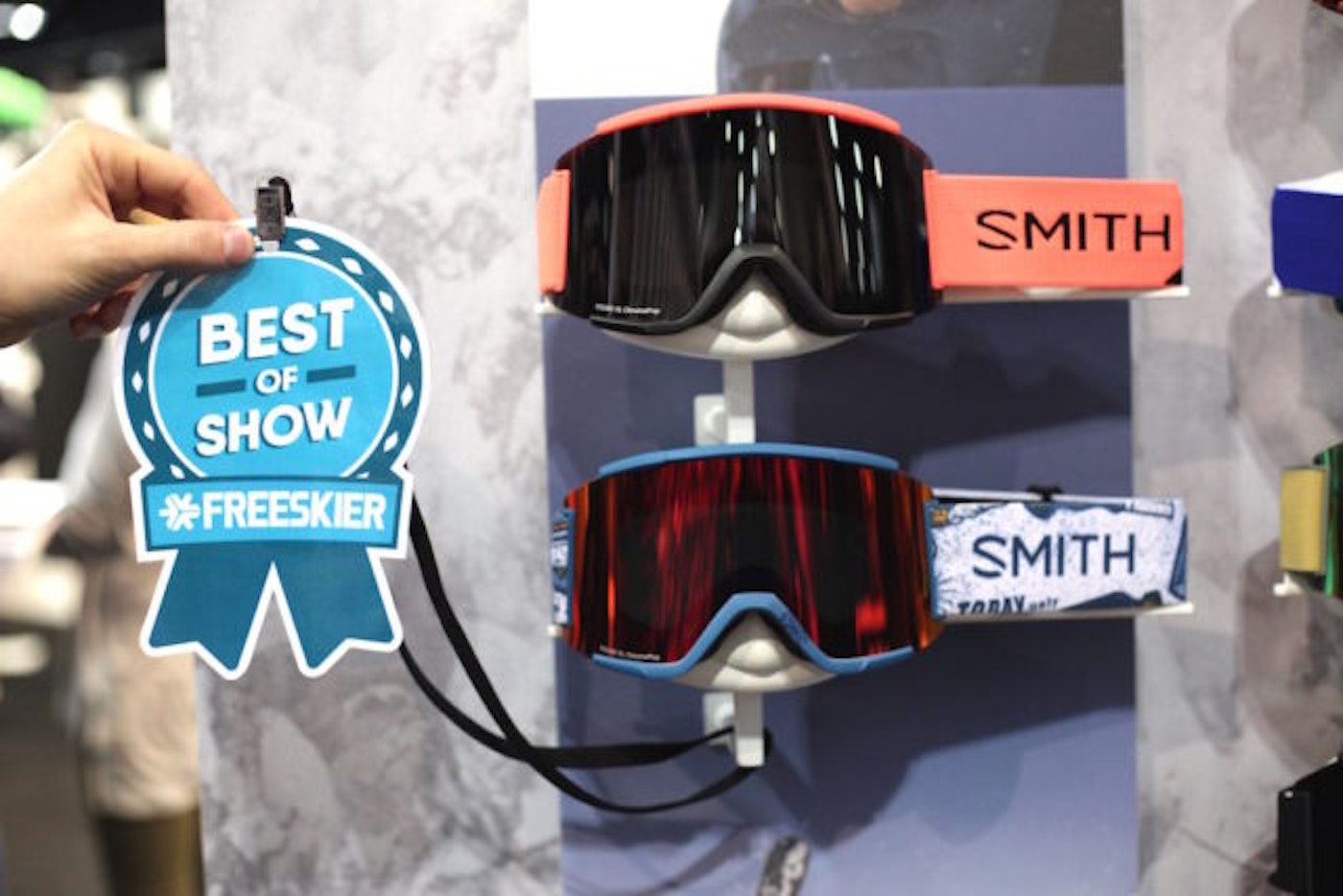 Two Smith Squad XL goggles with a FREESKIER Best of Show Award