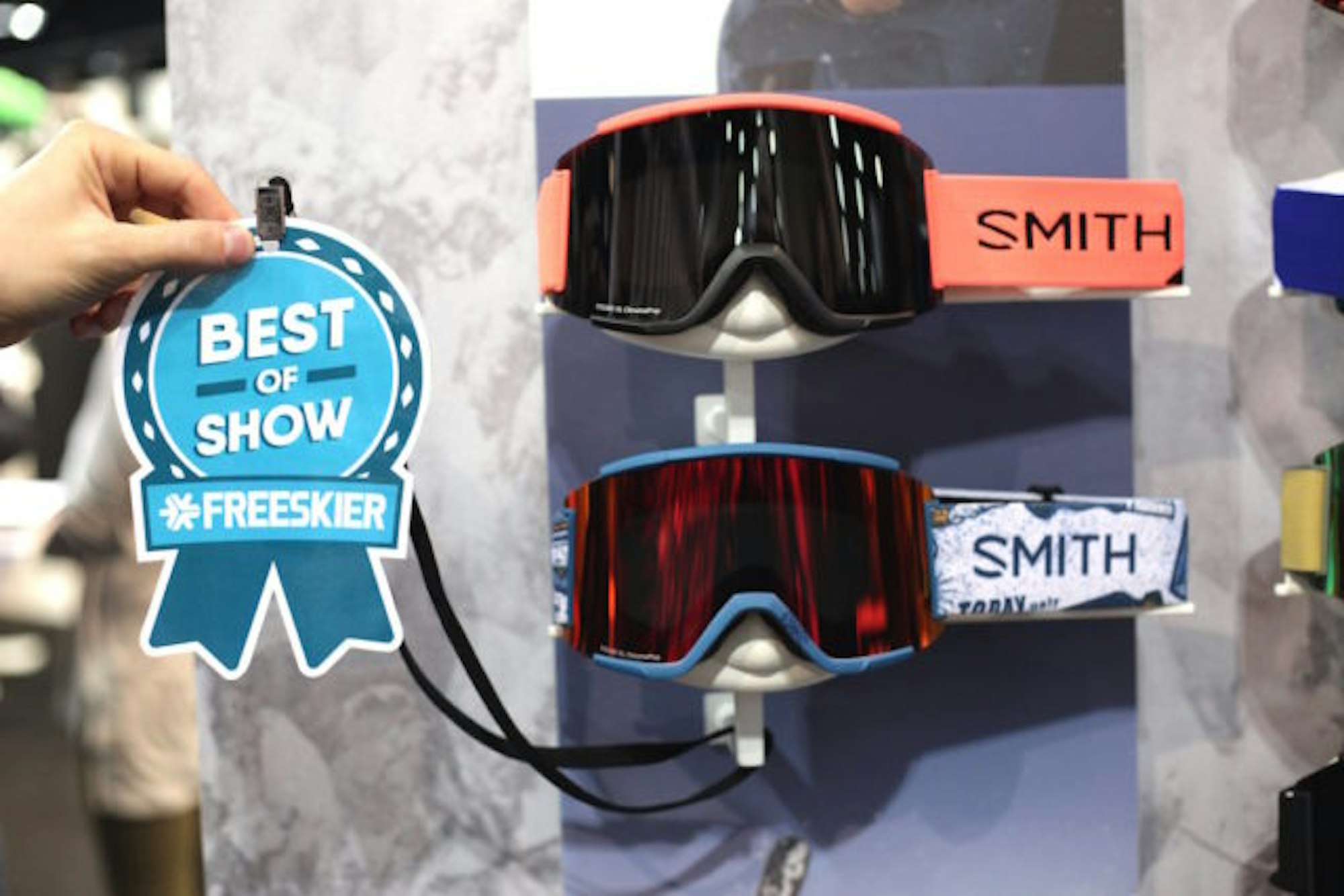 Two Smith Squad XL goggles with a FREESKIER Best of Show Award