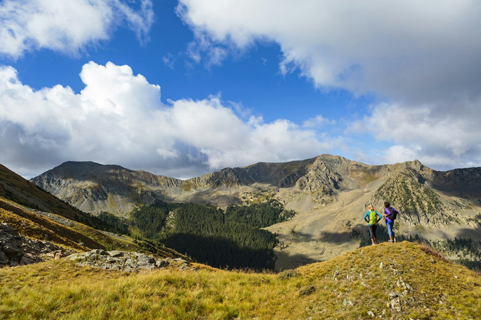 Hiking on Wheeler Peak Trail above Williams Lake, Wheeler Peak Wilderness, Sangre de Cristo Mountains, New Nexico, model released