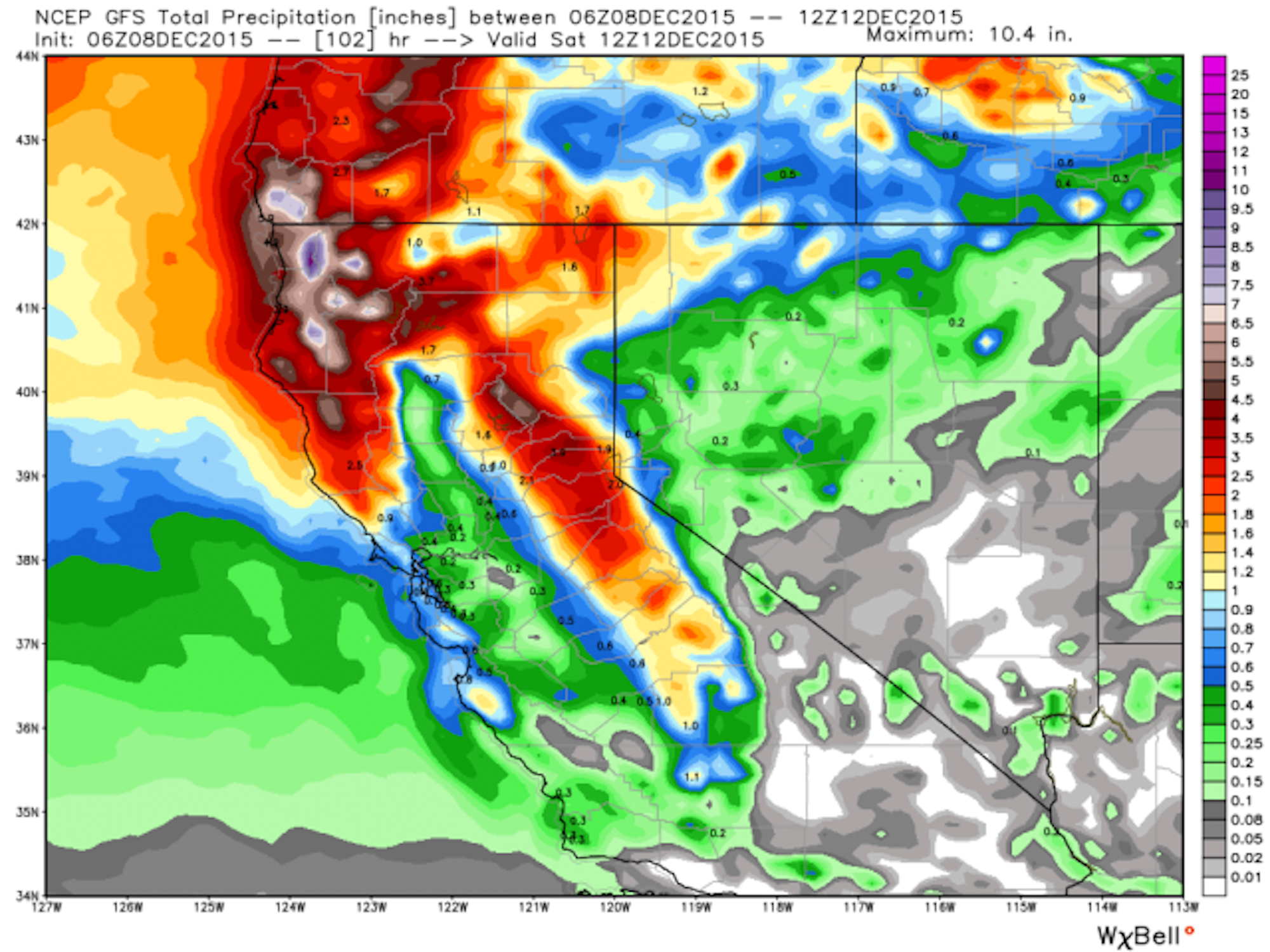 Precipitation forecast California
