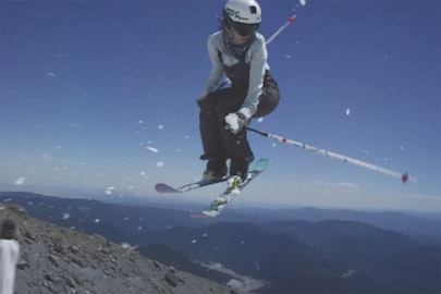 Watch big-mountain duo Angel Collinson and Hadley Hammer try their luck in the terrain park