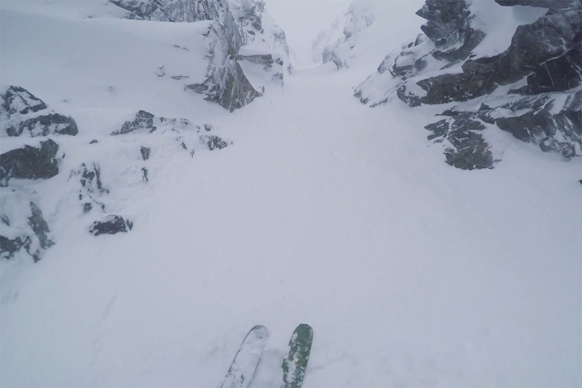 Nikolai Schirmer does his best Cody Townsend impression; rips a gnarly Norwegian couloir
