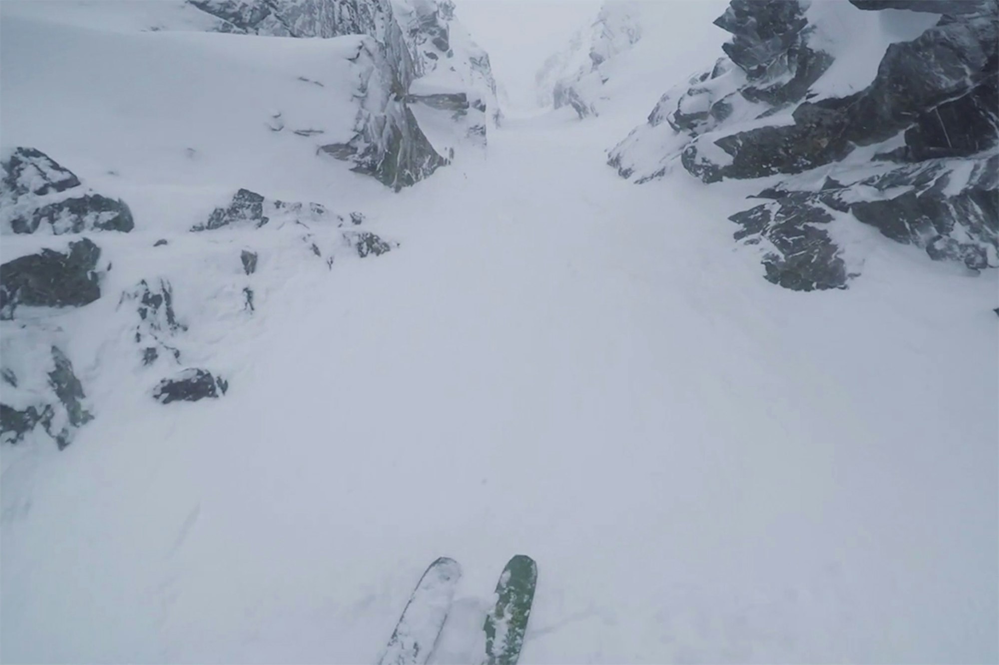 Nikolai Schirmer does his best Cody Townsend impression; rips a gnarly Norwegian couloir