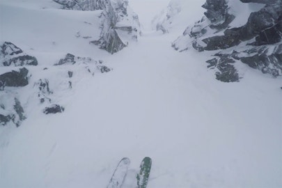 Nikolai Schirmer does his best Cody Townsend impression; rips a gnarly Norwegian couloir