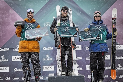 Jossi Wells and Tiril Sjåstad Christiansen top the podium at the 2015 European Freeski Open