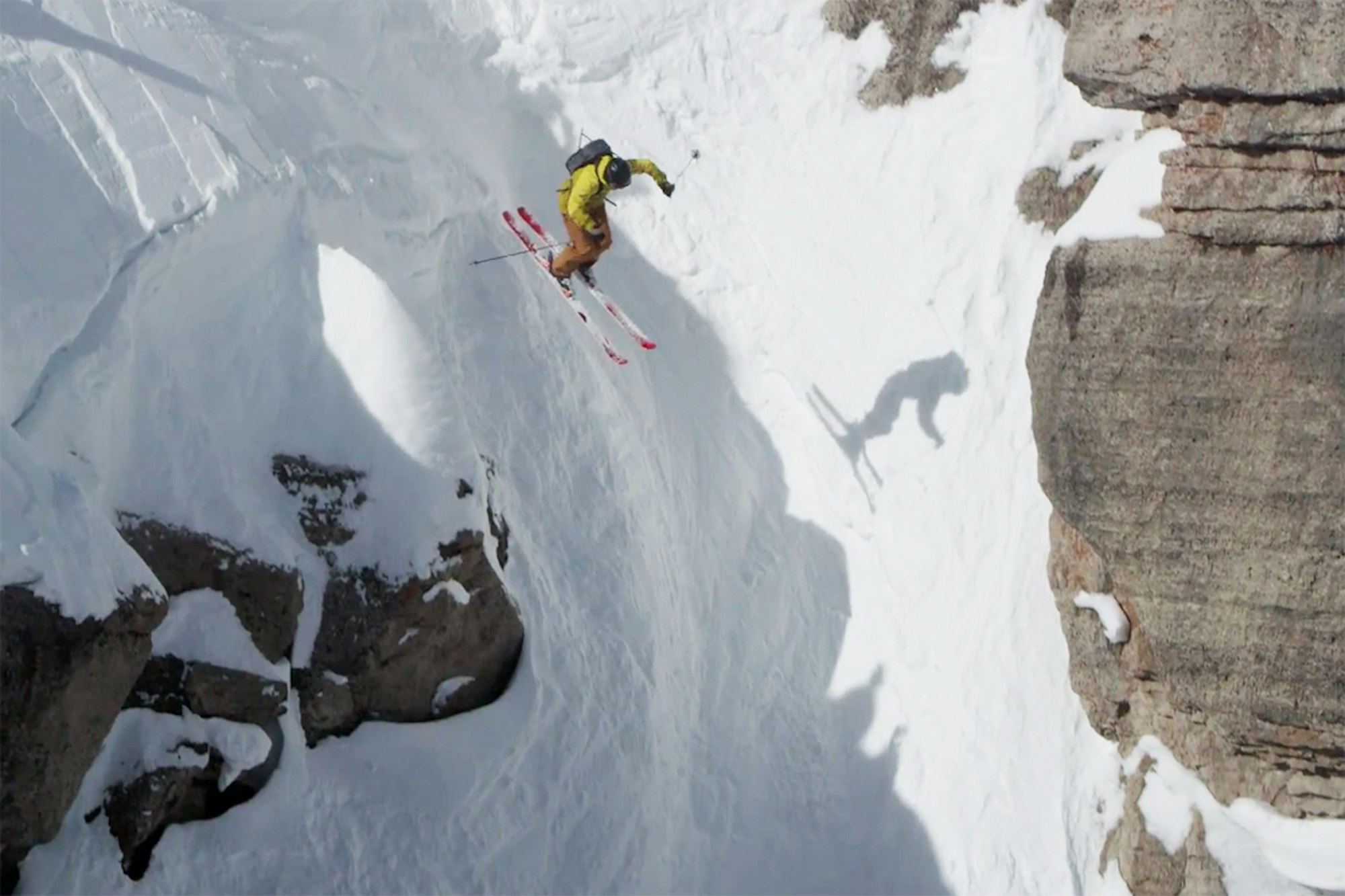 Watch a handfull of thrills and spills in Jackson Hole's famed Corbet's Couloir