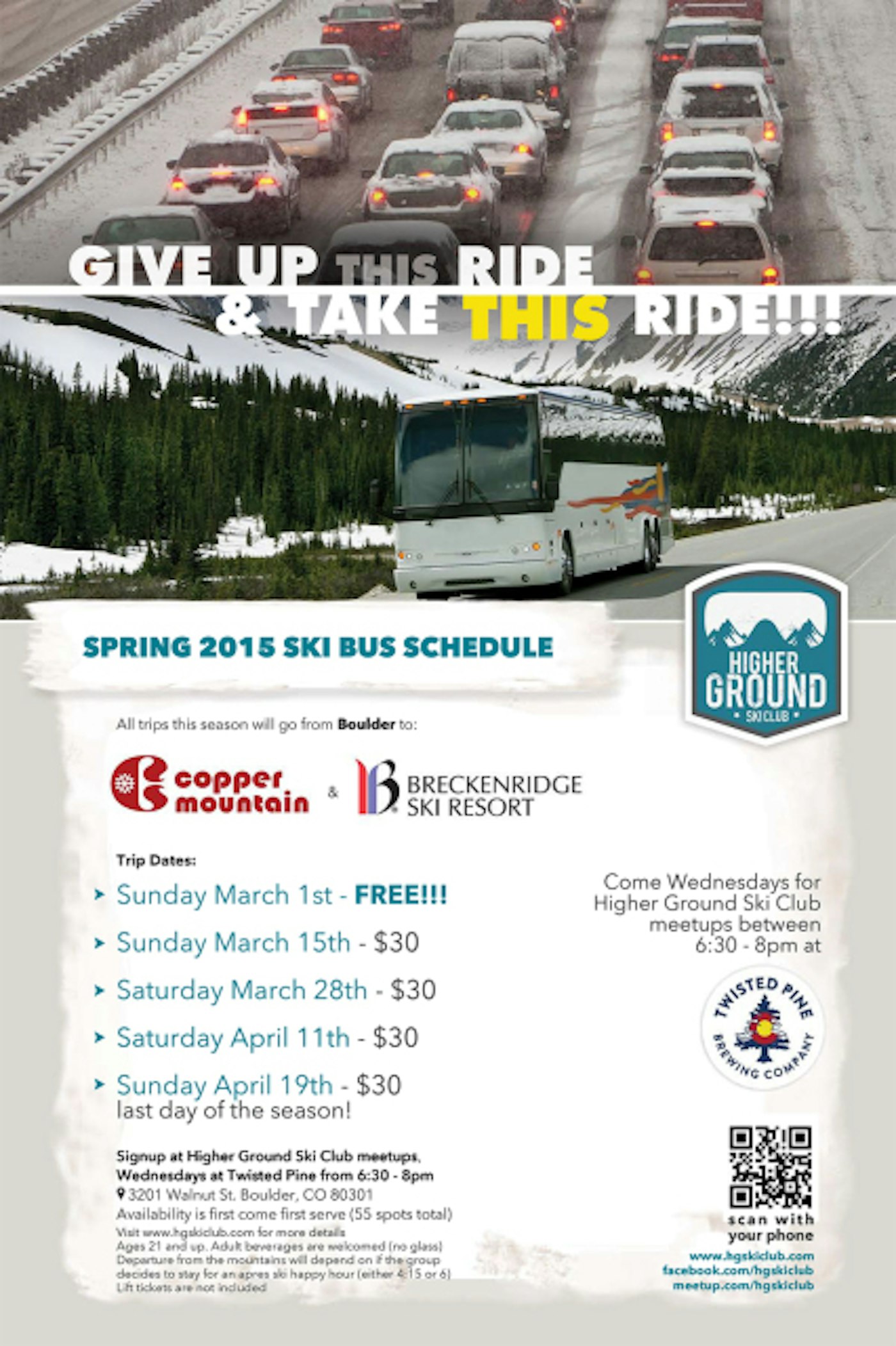 HG Ski Club Interstate 70 transportation