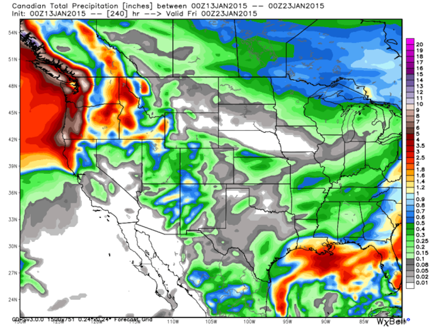 western united states precipitation radar january 14