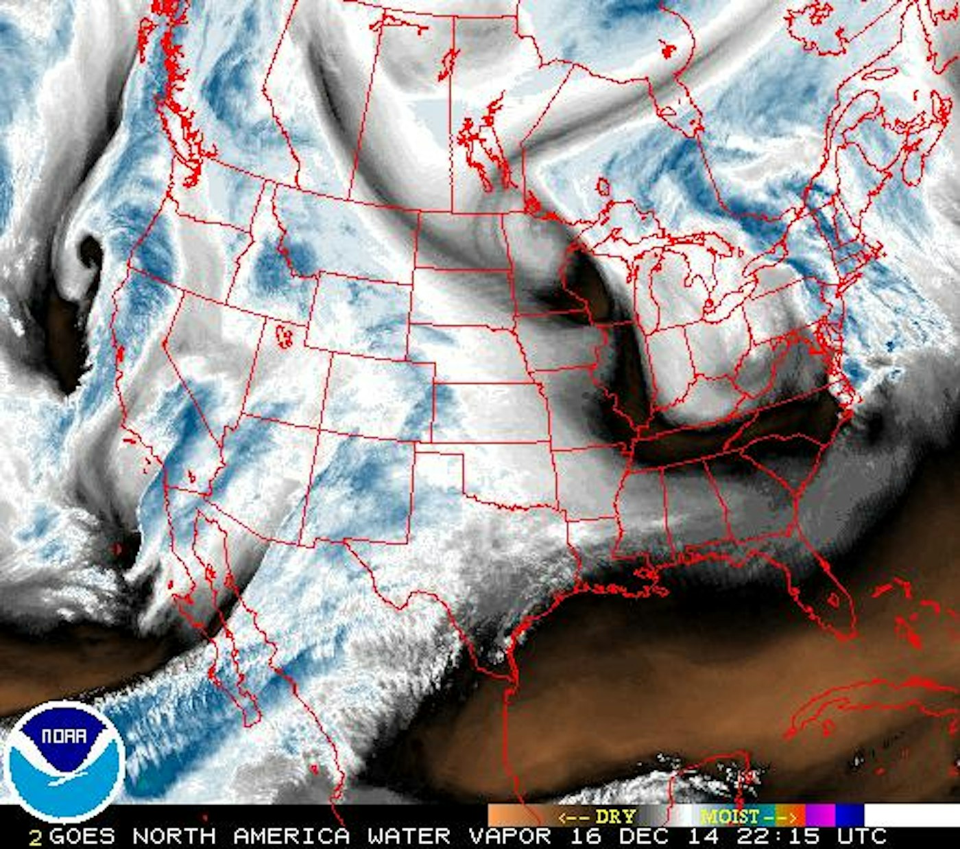 A water vapor map of the Northwest United States