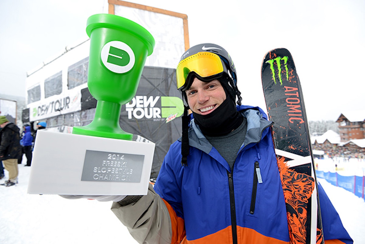 Gus Kenworthy tops the podium at the 2014 Dew Tour slopestyle
