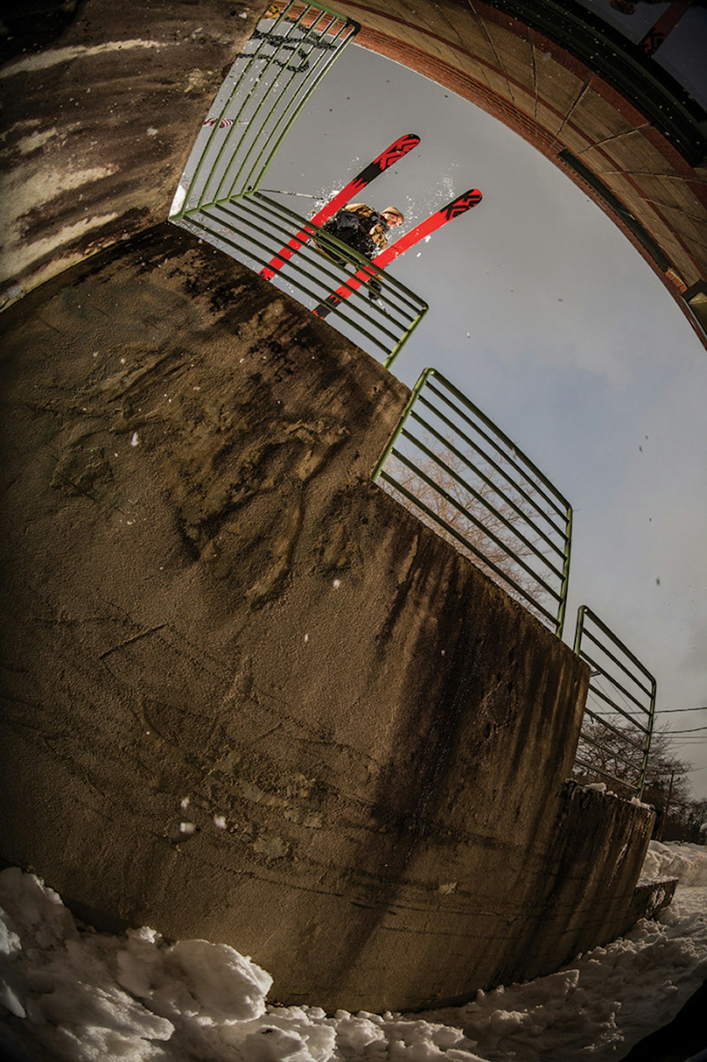 Clayton Vila sliding a 3-step drop kink rail in Farmington, Main