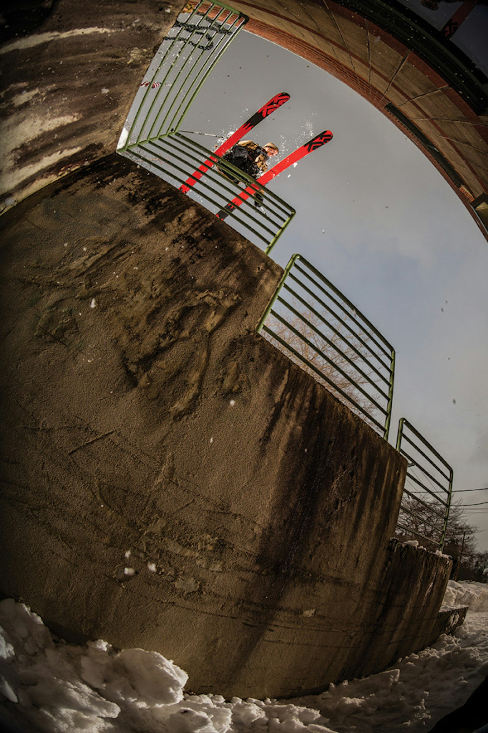 Clayton Vila sliding a 3-step drop kink rail in Farmington, Main