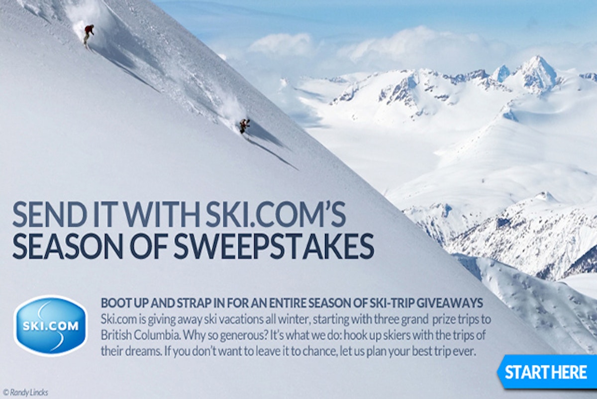 Ski.com's Season of Sweepstakes kicks off with three trips to British Columbia