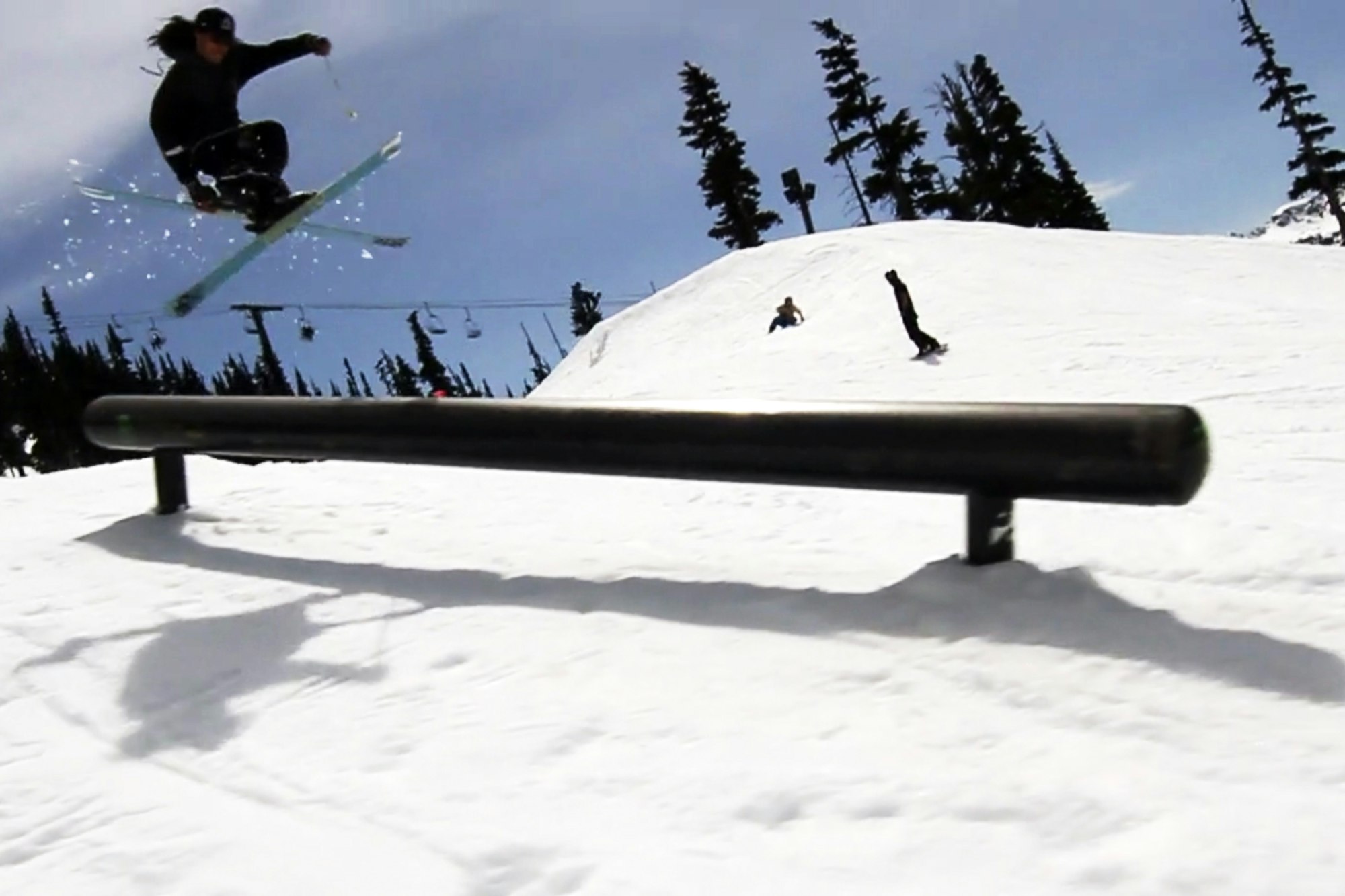 Dom Laporte and Zak Mousseau enjoy a spring stroll through the Whistler park