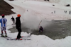 Hilarity ensues upon watching epic pond skim GIF