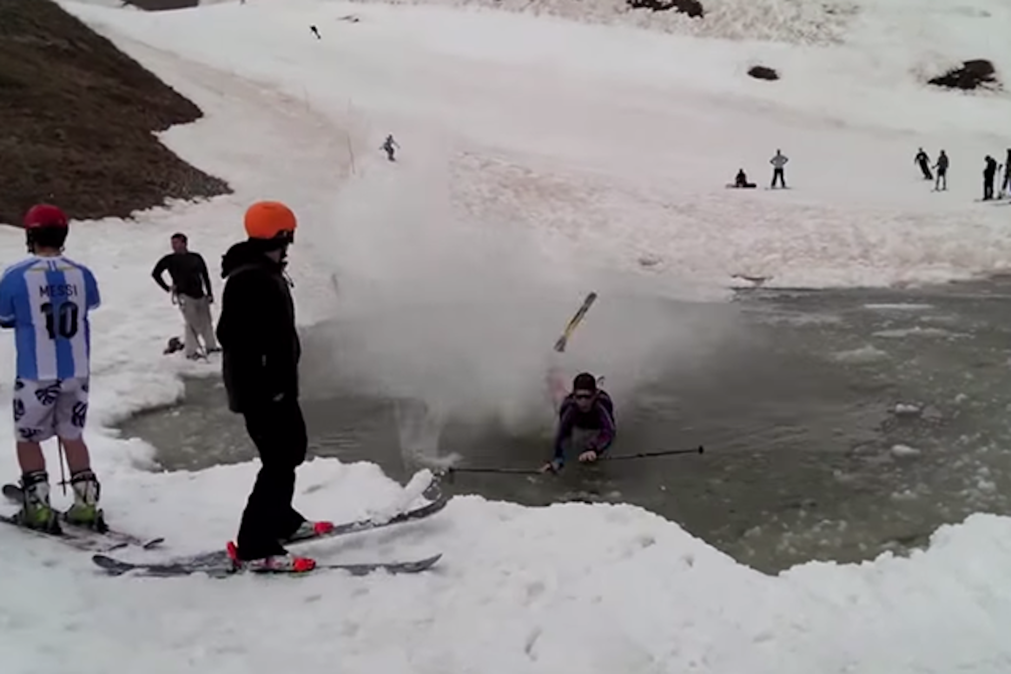 Hilarity ensues upon watching epic pond skim GIF