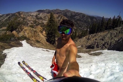 Watch this dude shred Squaw Valley's Chute 75 butt-naked on May 31