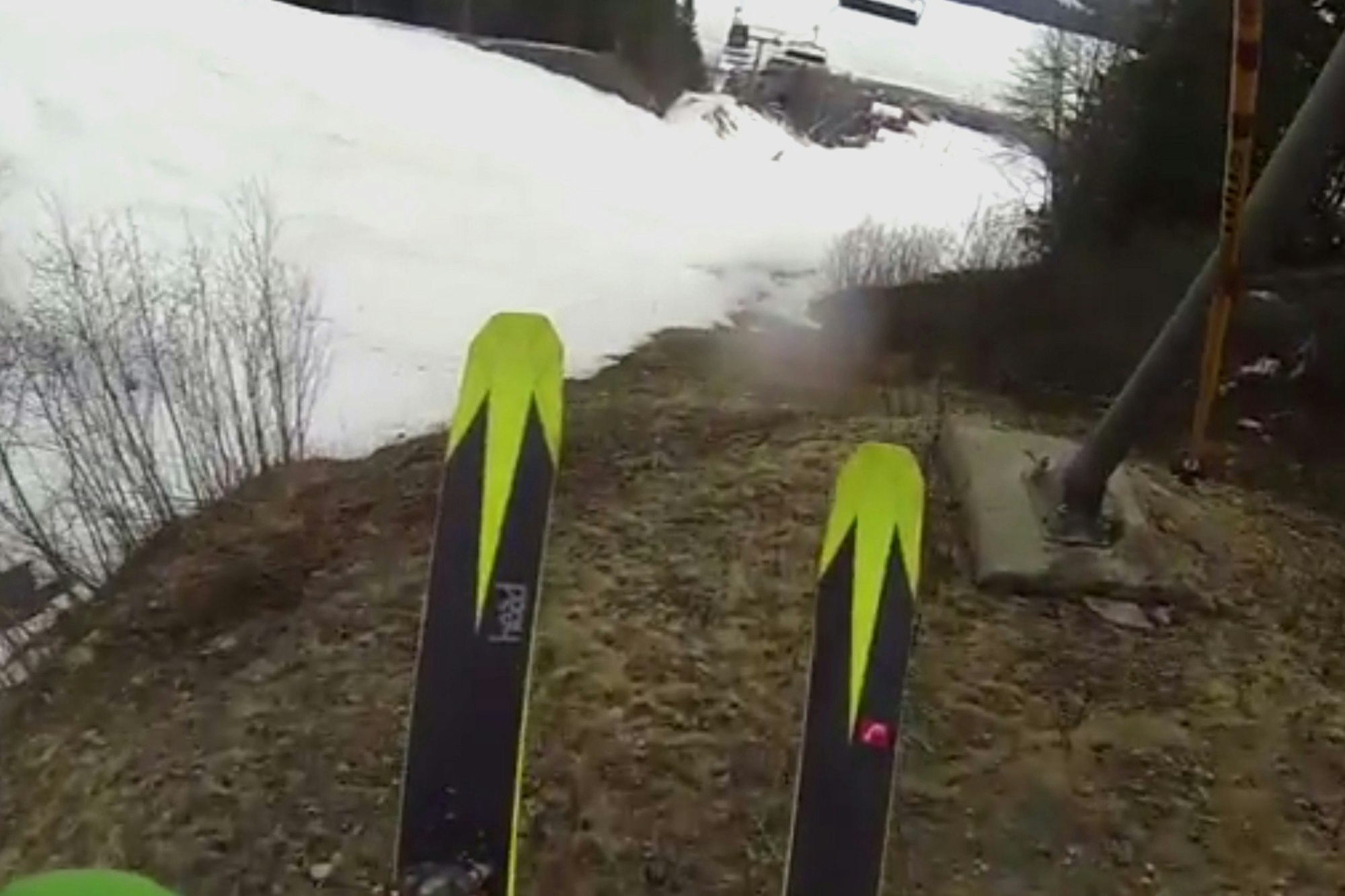 Skiing over dirt, mud and grass in spring edit from Alexander Rydén