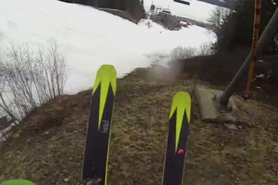 Skiing over dirt, mud and grass in spring edit from Alexander Rydén