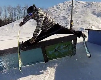 Skier doesn't have the speed on gap-to-rail; it doesn't end well