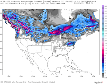 Snow Forecast 3/19 – 3/23: Fresh pow to blanket the PNW, Midwest and Northeast