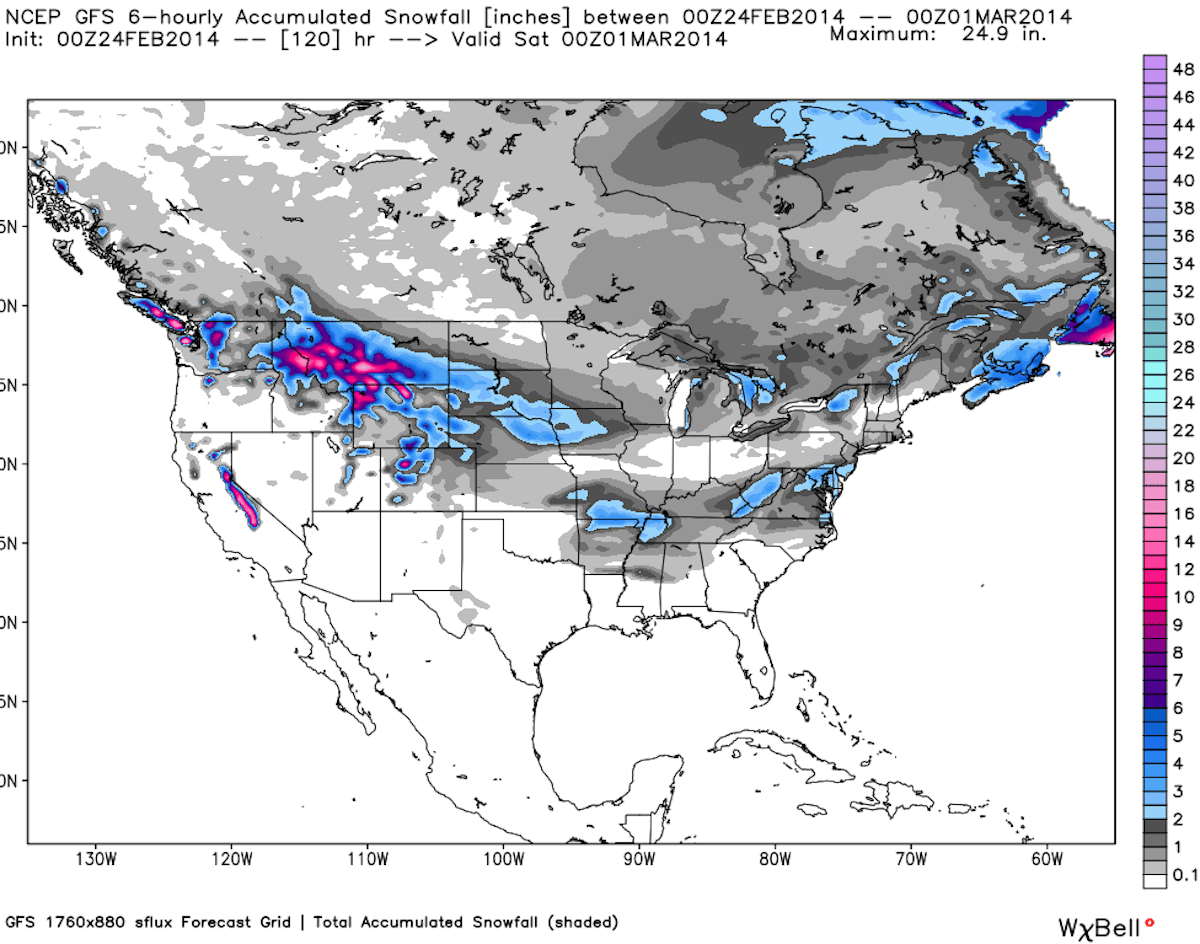 Snow Forecast 2/26 – 3/1: Snow returns to California; storms set to hit Rockies