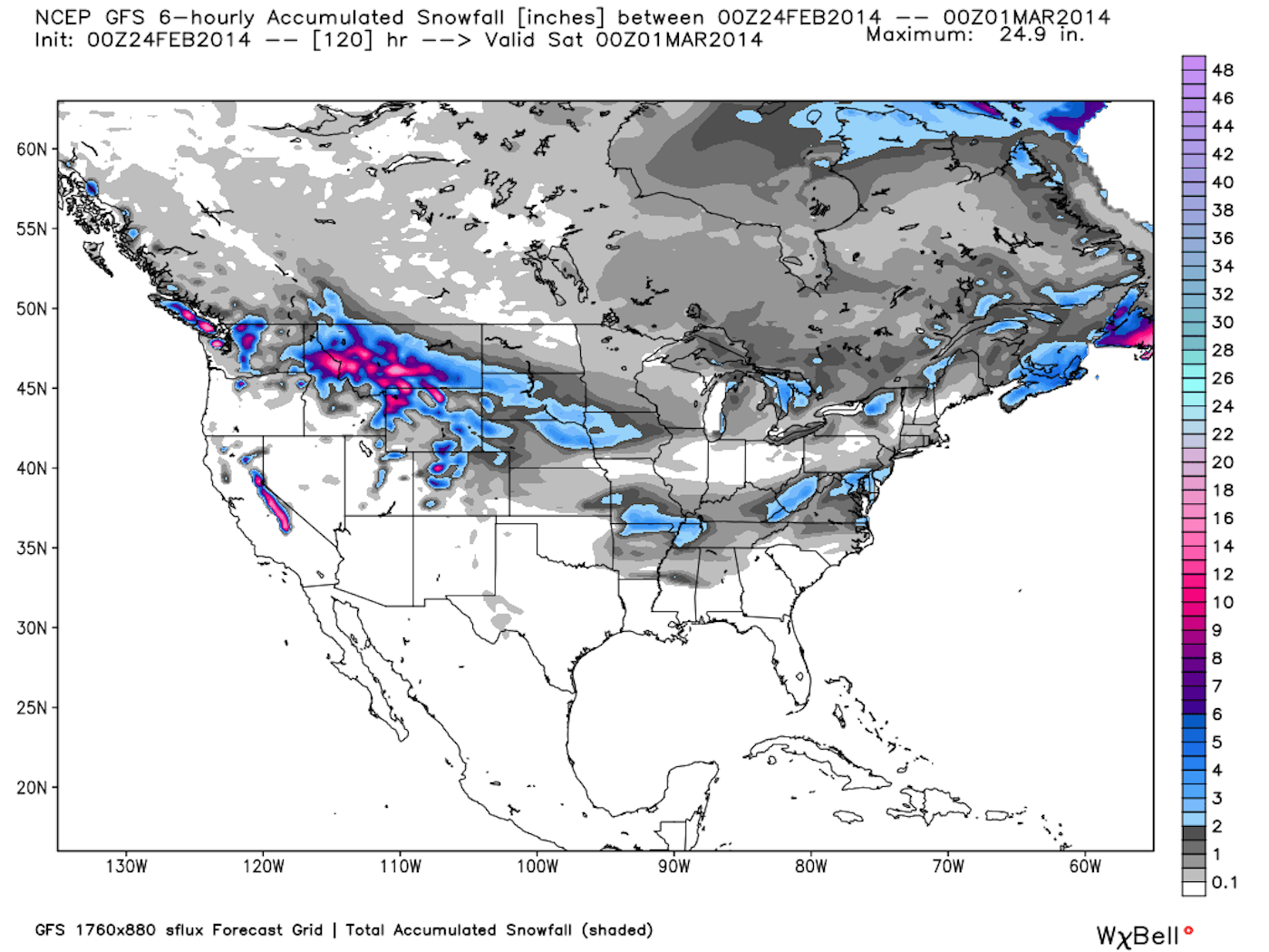 224 GFS Total Snow