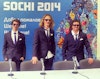 Photo: Harlaut, Swedish slopestyle team, don fresh new suits for press conference