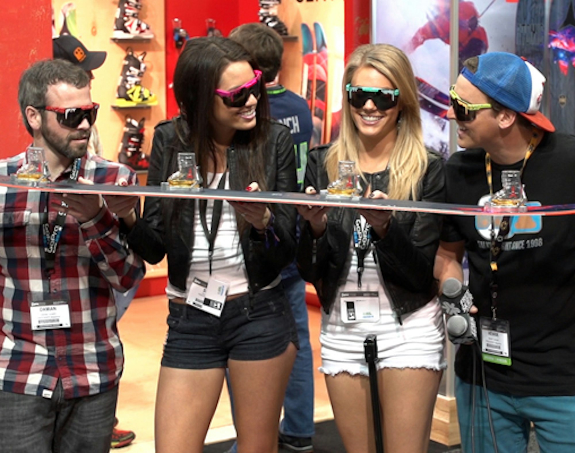 The lovely "Freeskier ladies" serenade show goers at #SIA14