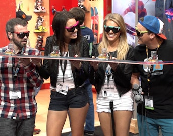 The lovely "Freeskier ladies" serenade show goers at #SIA14