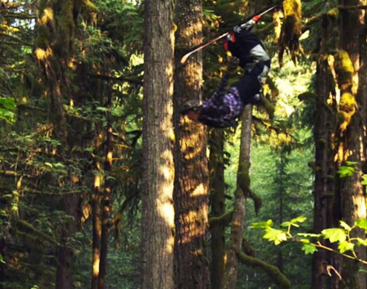 Jibbing through trees and over rivers in the Forest Ski Segment from "Valhalla"