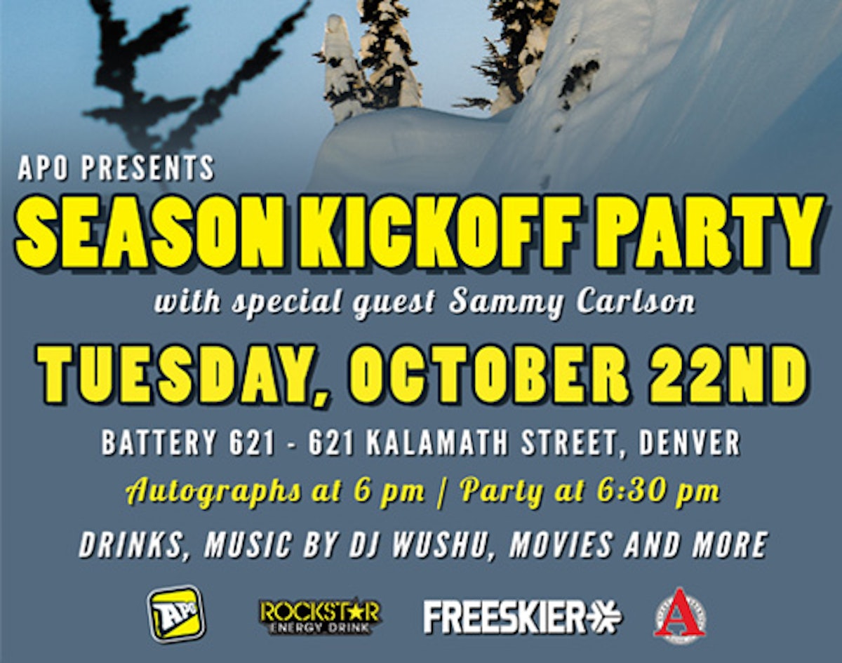 Join Freeskier and Sammy C for Season Kickoff Party in Denver, October 22