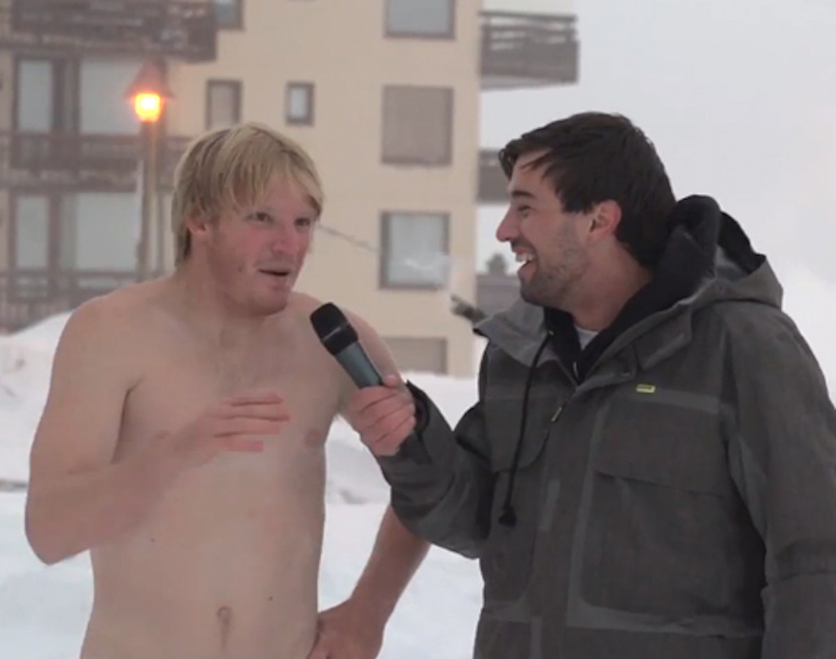 LJ Strenio tosses naked backflip in the name of Shane McConkey