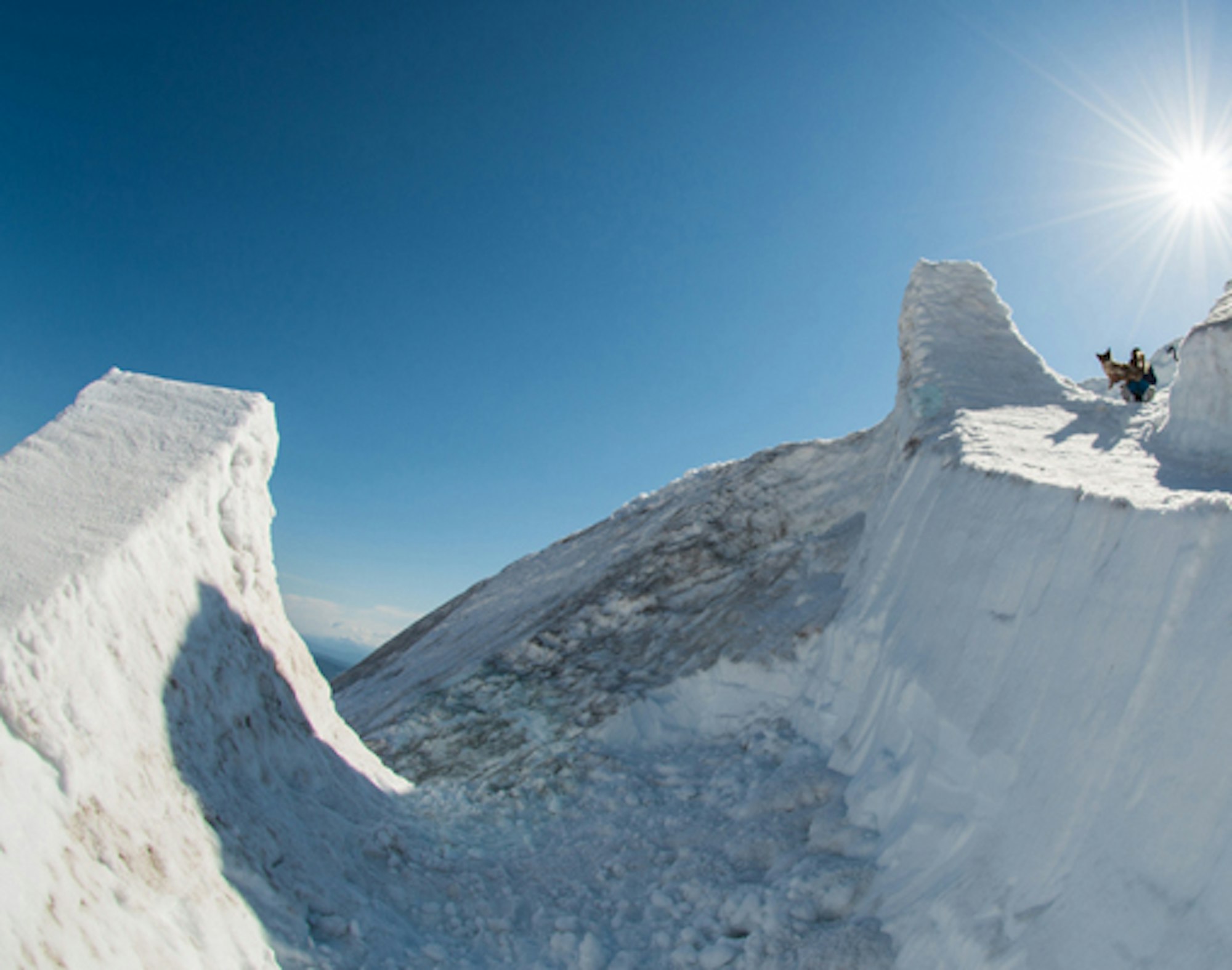 Tandem backcountry blasting at Mt. Hood