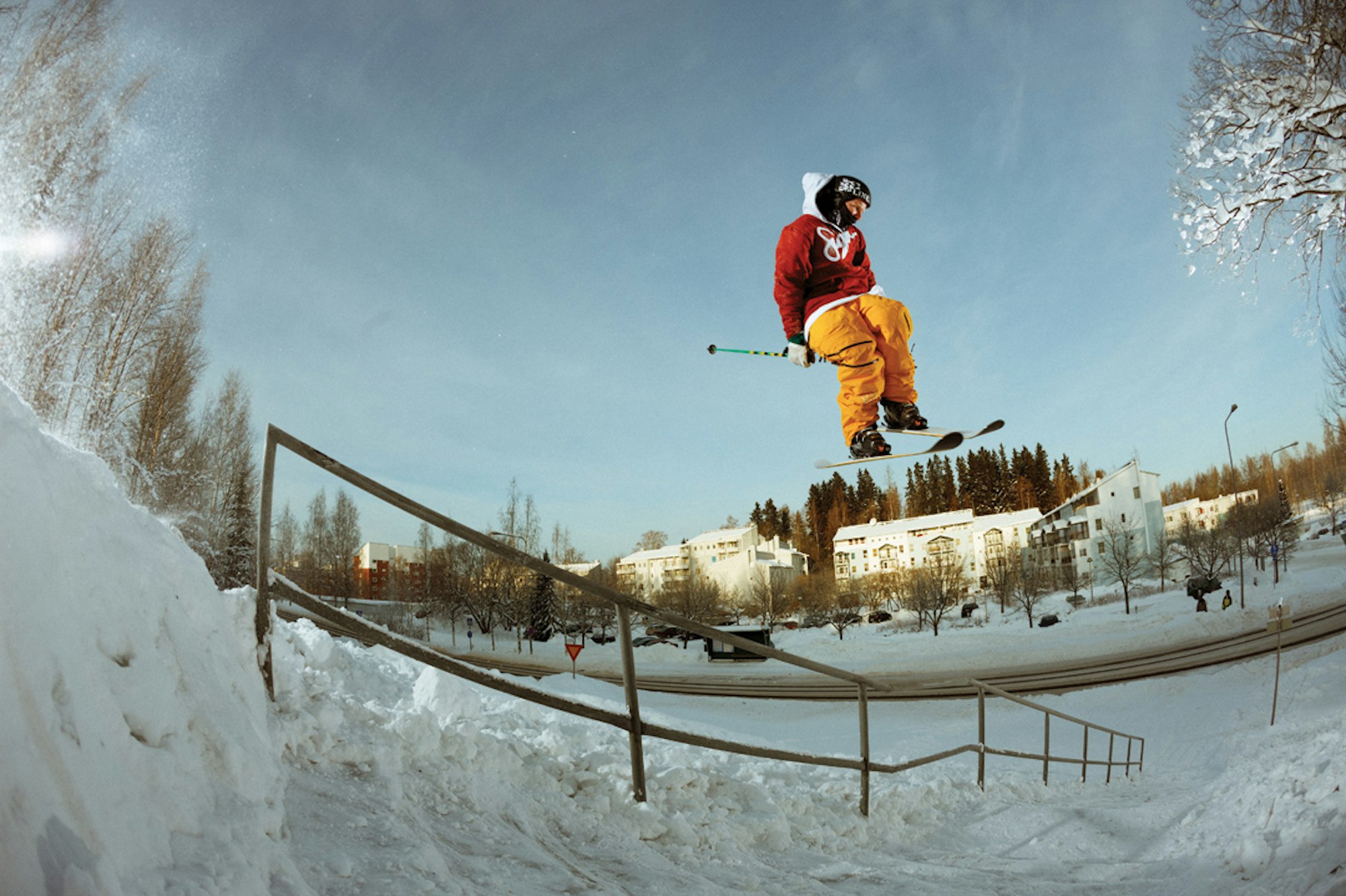 LJ Strenio skiing around Helsinki, Finland.