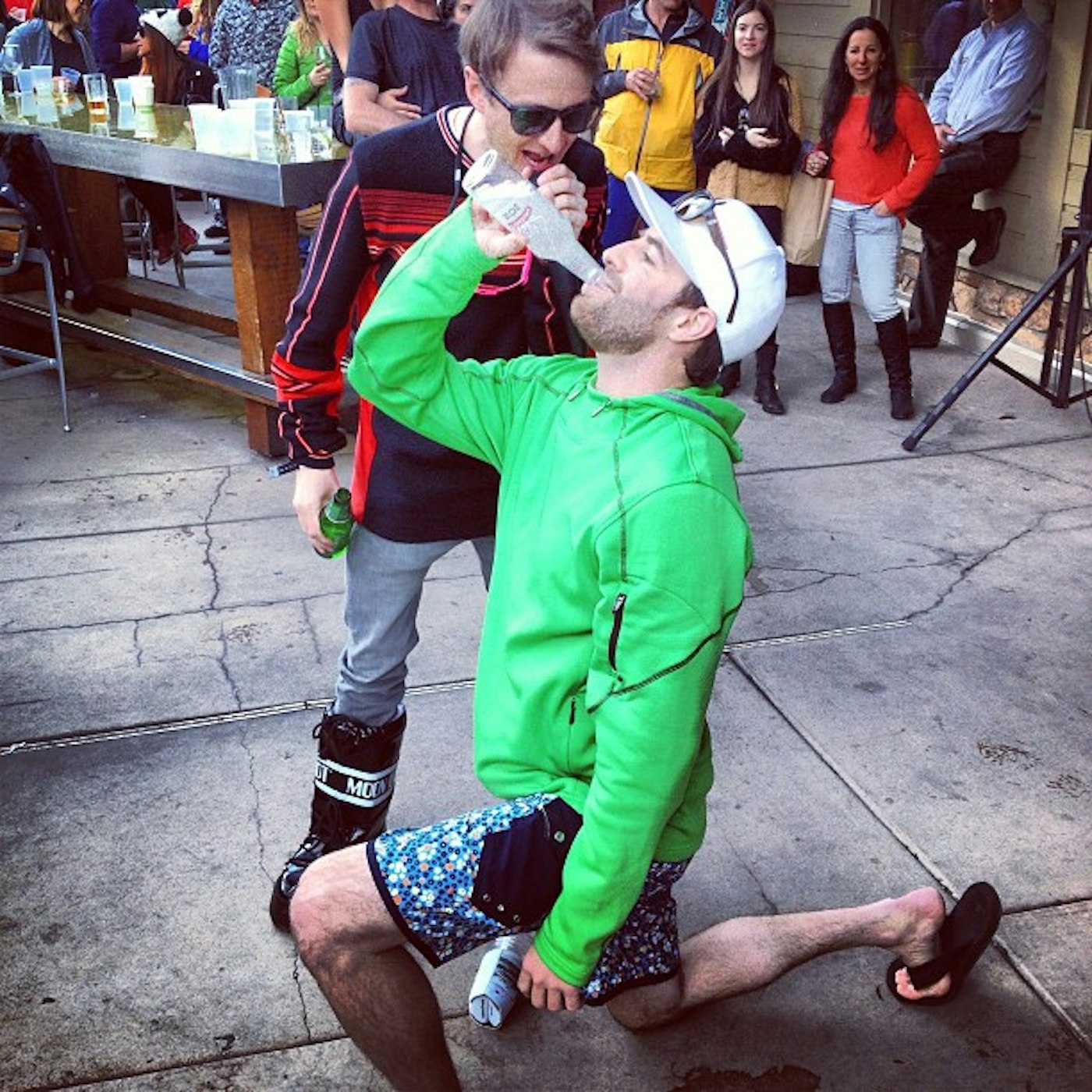 mattberky @starrj getting iced to finish off the @spyderantidote event at the #skyhotel in @aspensnowmass #freeskierfest