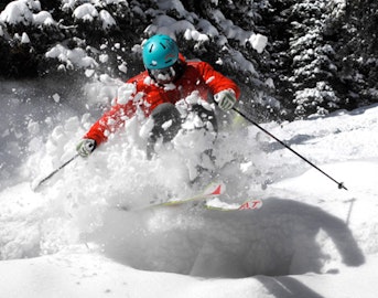 Testing "big-mountain freestyle skis" on day two of the All-Mountain Ski Test