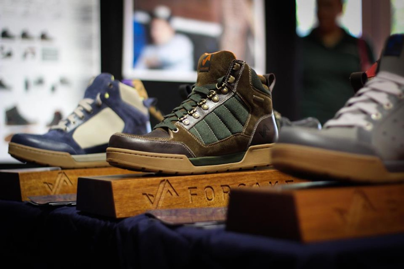 Hiker at booth