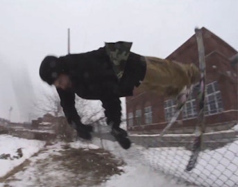 Shea Flynn attempts to jump over fence at high speed, catches tips, eats it hard