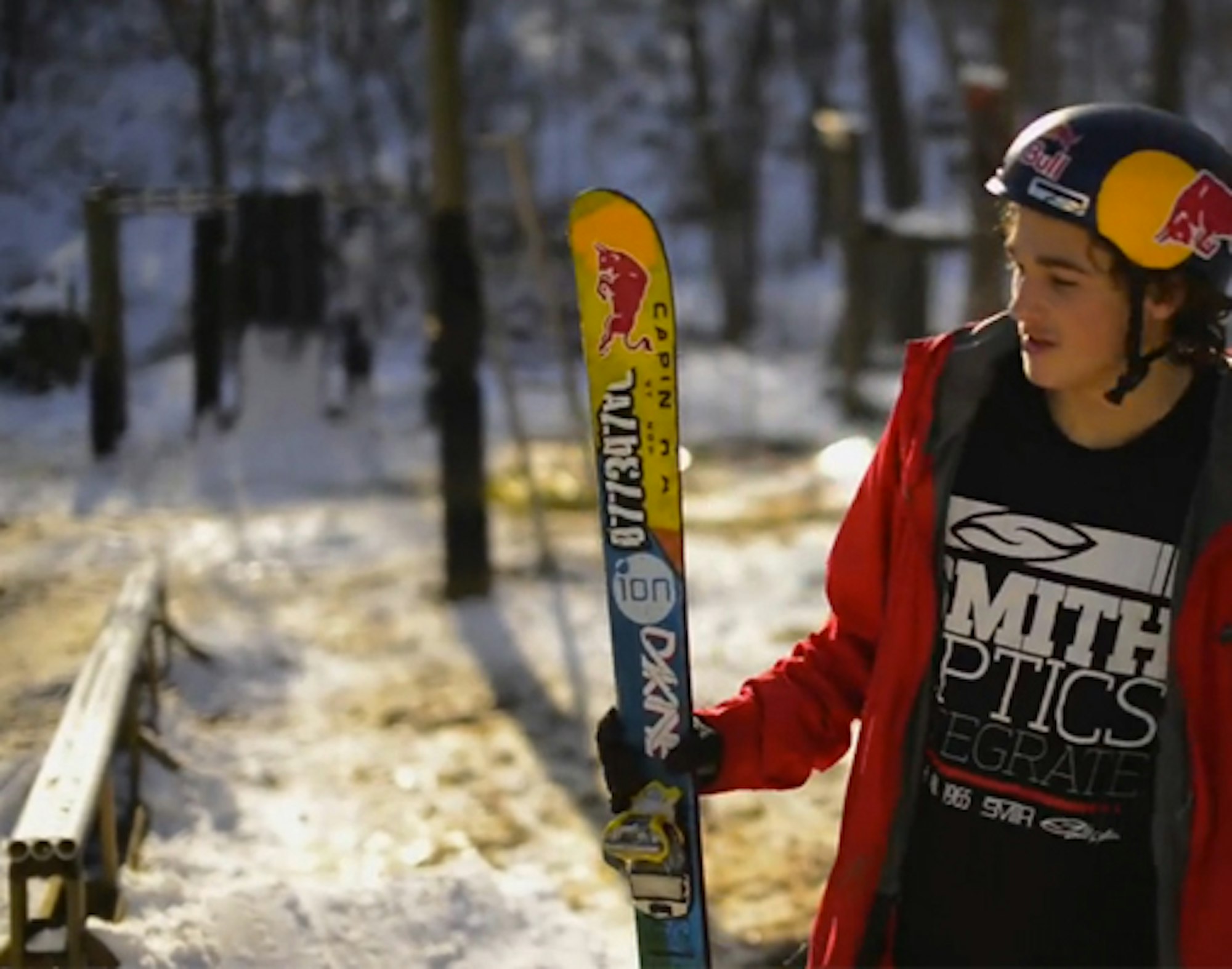 Nick Goepper jibs his backyard, home for the holidays in Indiana