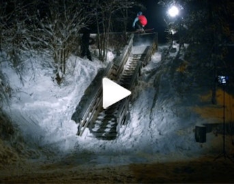 Jesper Tjäder and snowboarder Torstein Horgmo session urban rails together in Norway