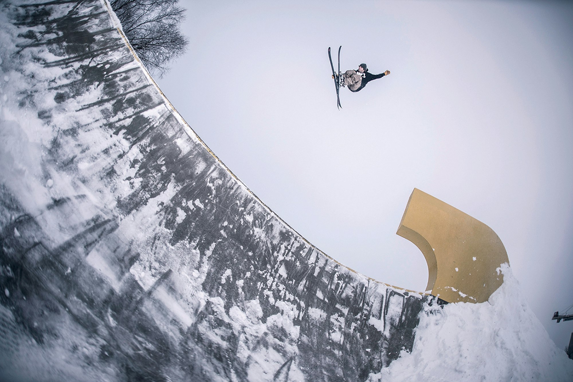 Skier Will Berman in Helsinki jibbing in the streets
