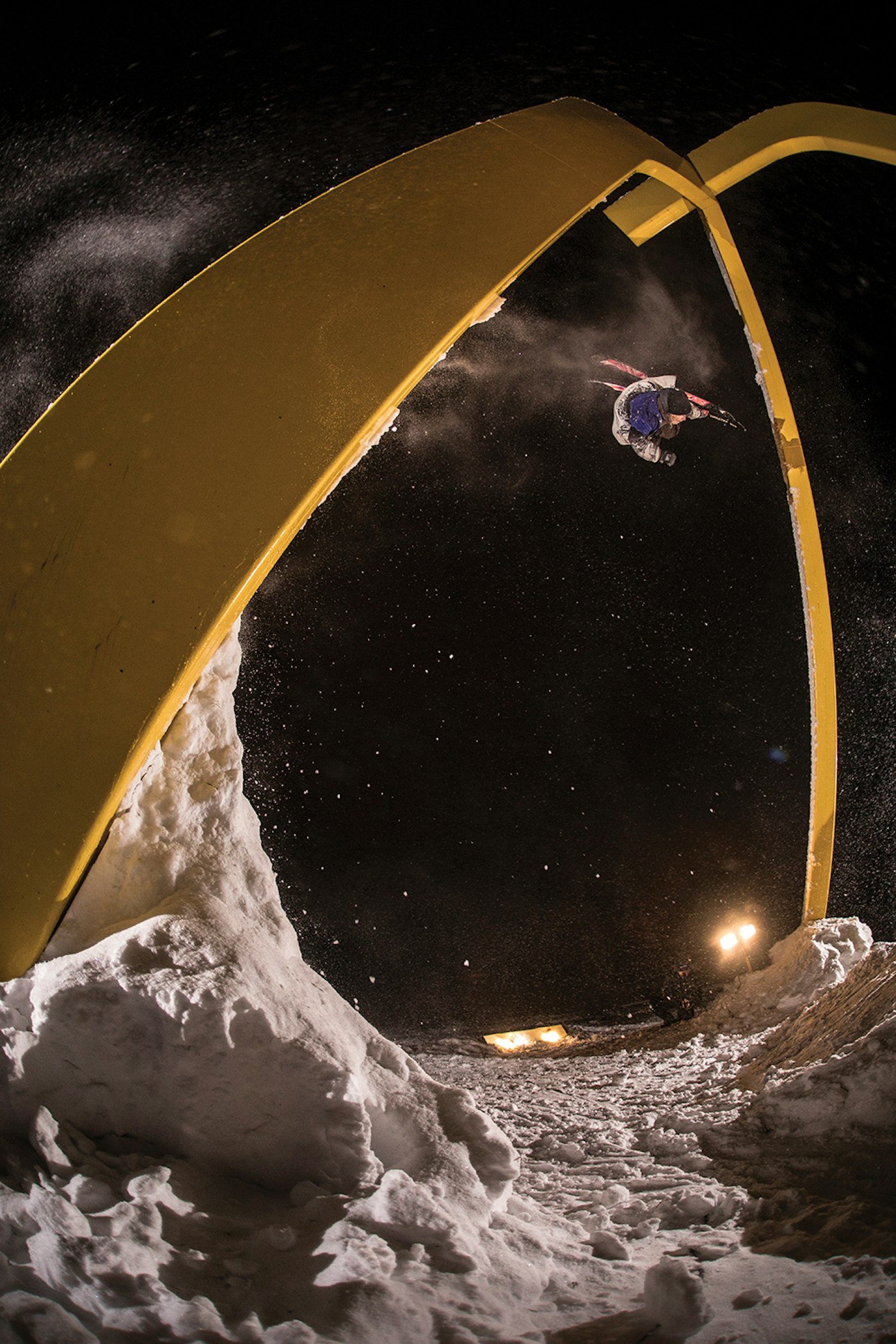 Skier Antti Ollila jibbing in the streets in Helsinki