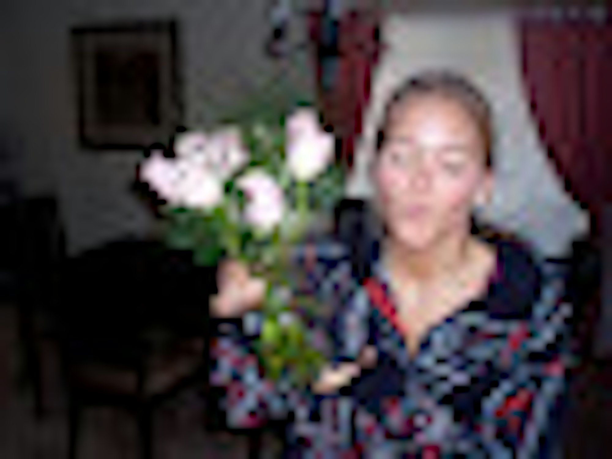 G Baby and her new flowers