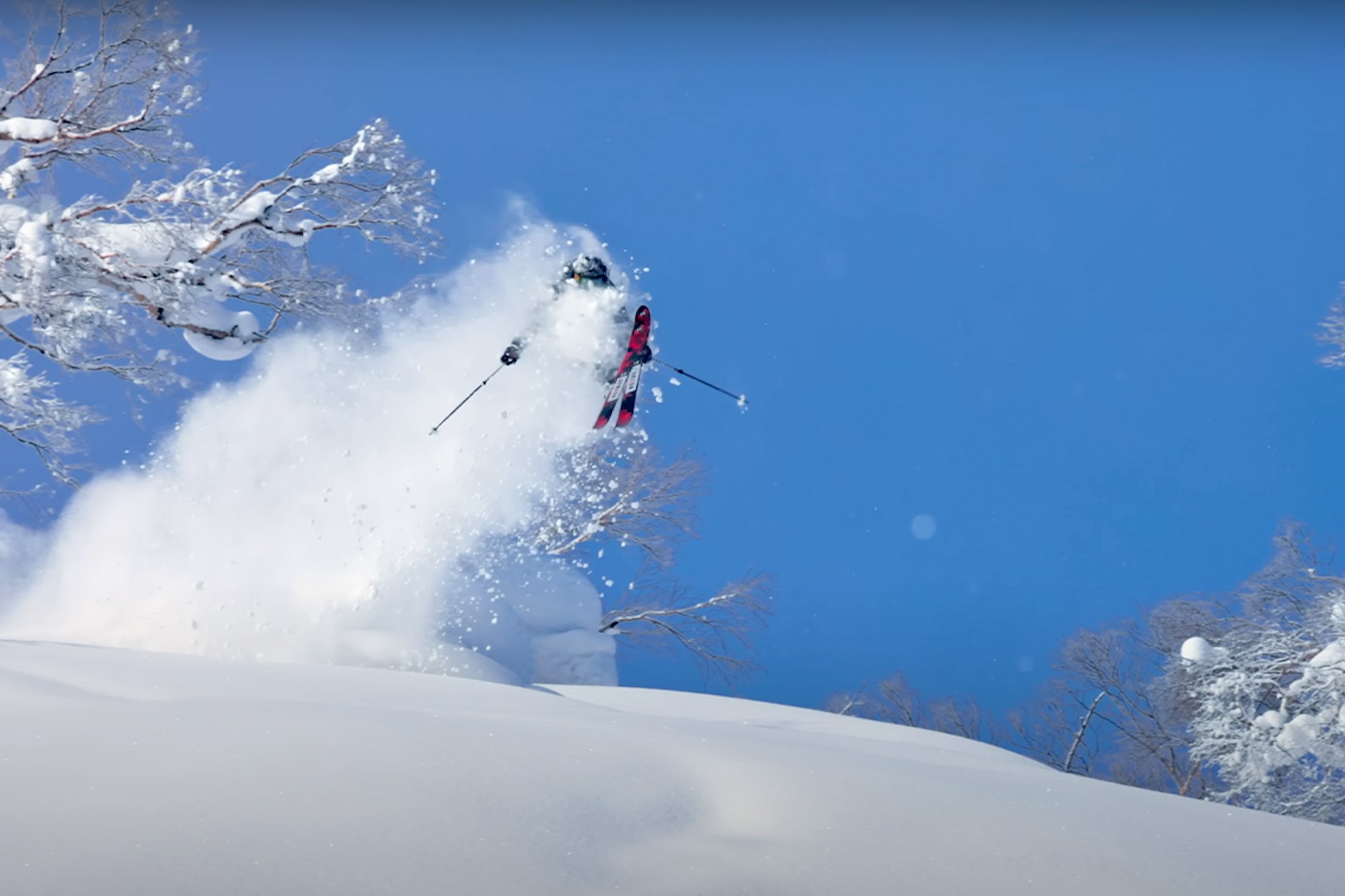 Sammy Carlson skiing in Japan