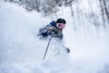 skier in deep powder snow