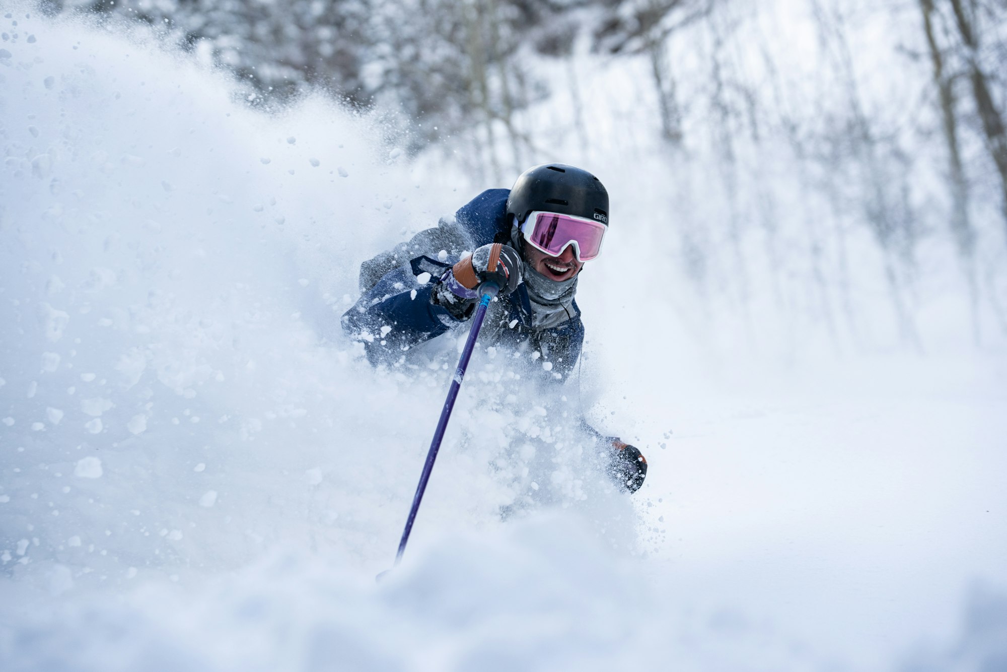 skier in deep powder snow