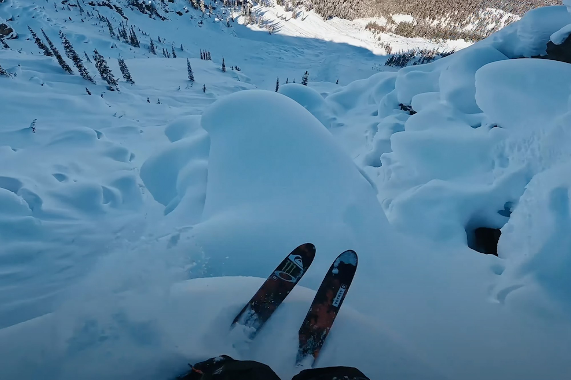 Sammy Carlson skiing in British Columbia
