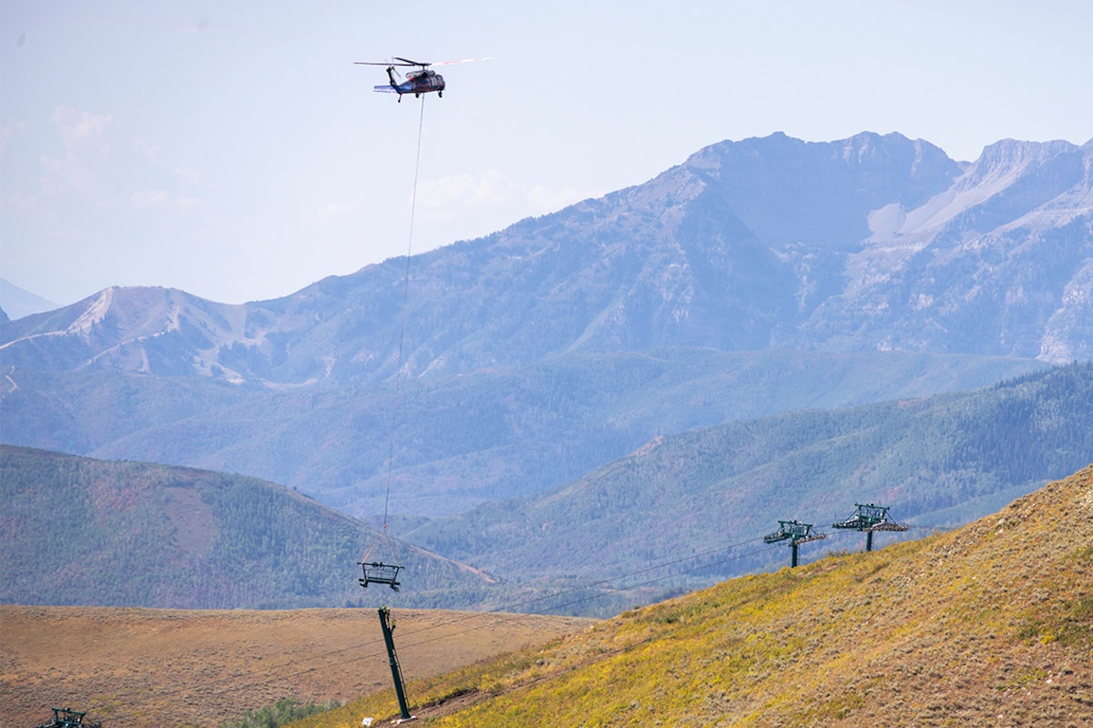 Lift towers installed at Deer Valley Resort, Utah