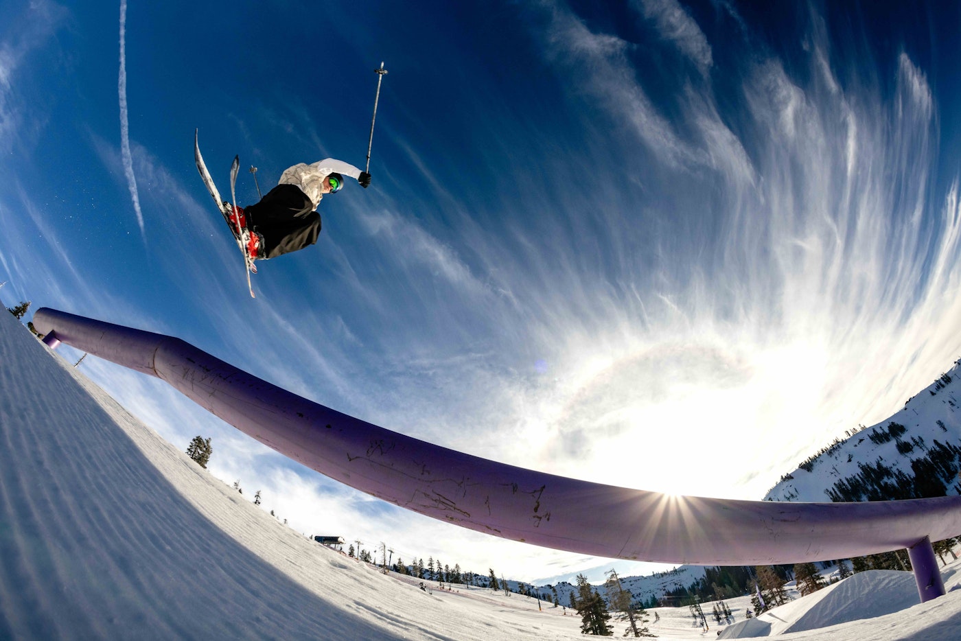 skier at sugar bowl, california